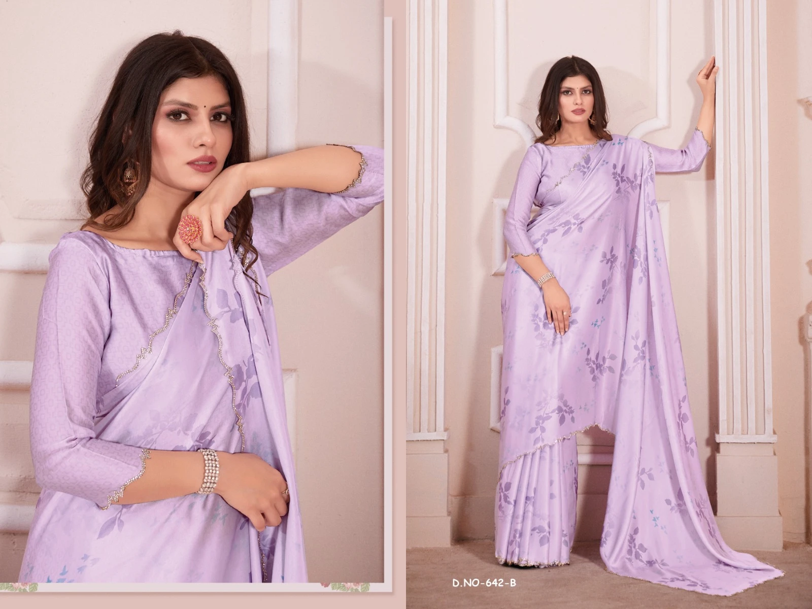 Mehak 642 Series Pure Satin Georgette Digital Print Wholesale Fancy Sarees Catalog — Wholesale Sarees, MPA wholesale from Surat — view 9